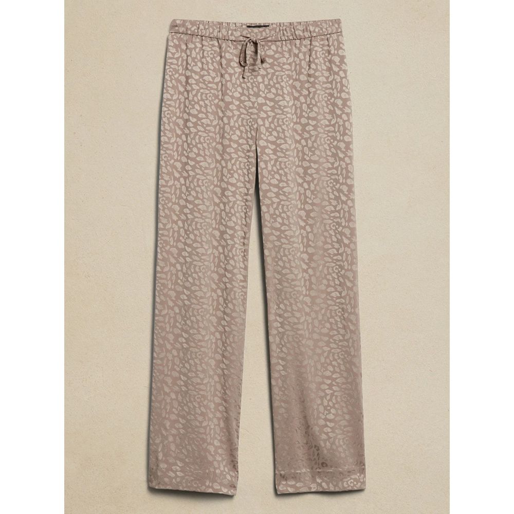 Banana Republic Wide Leg Satin Pull-On Pant, Leopard Print, Size XXS